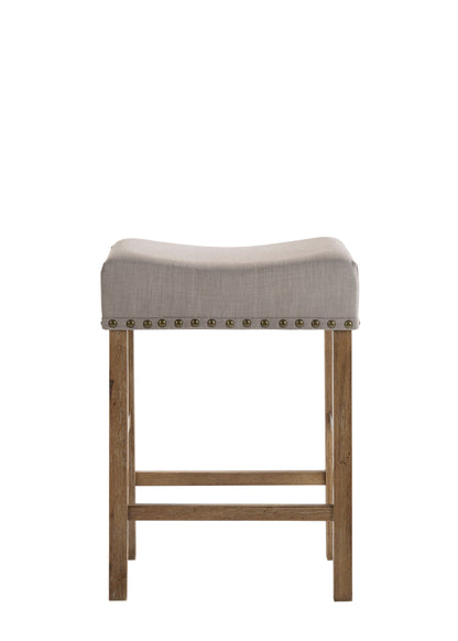 Martha II Counter Height Stool (Set-2) in Tan Linen & Weathered Oak 70833