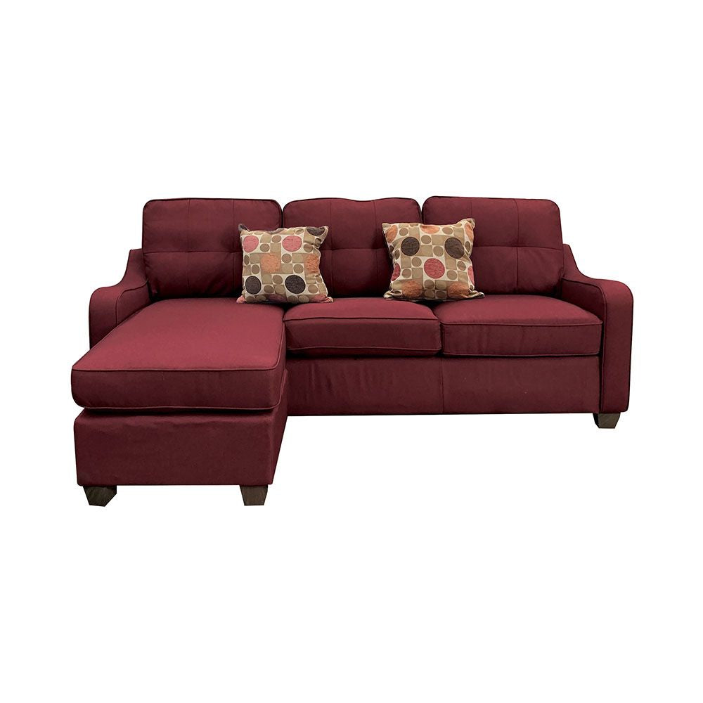 Cleavon II Sectional Sofa & 2 Pillows in Red Linen 53740