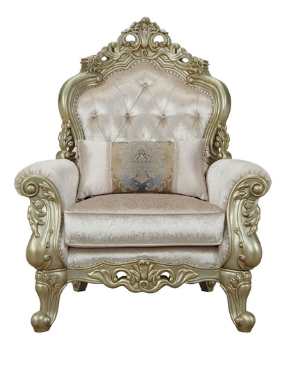 Gorsedd Chair & 1 Pillow in Fabric & Antique White 52442