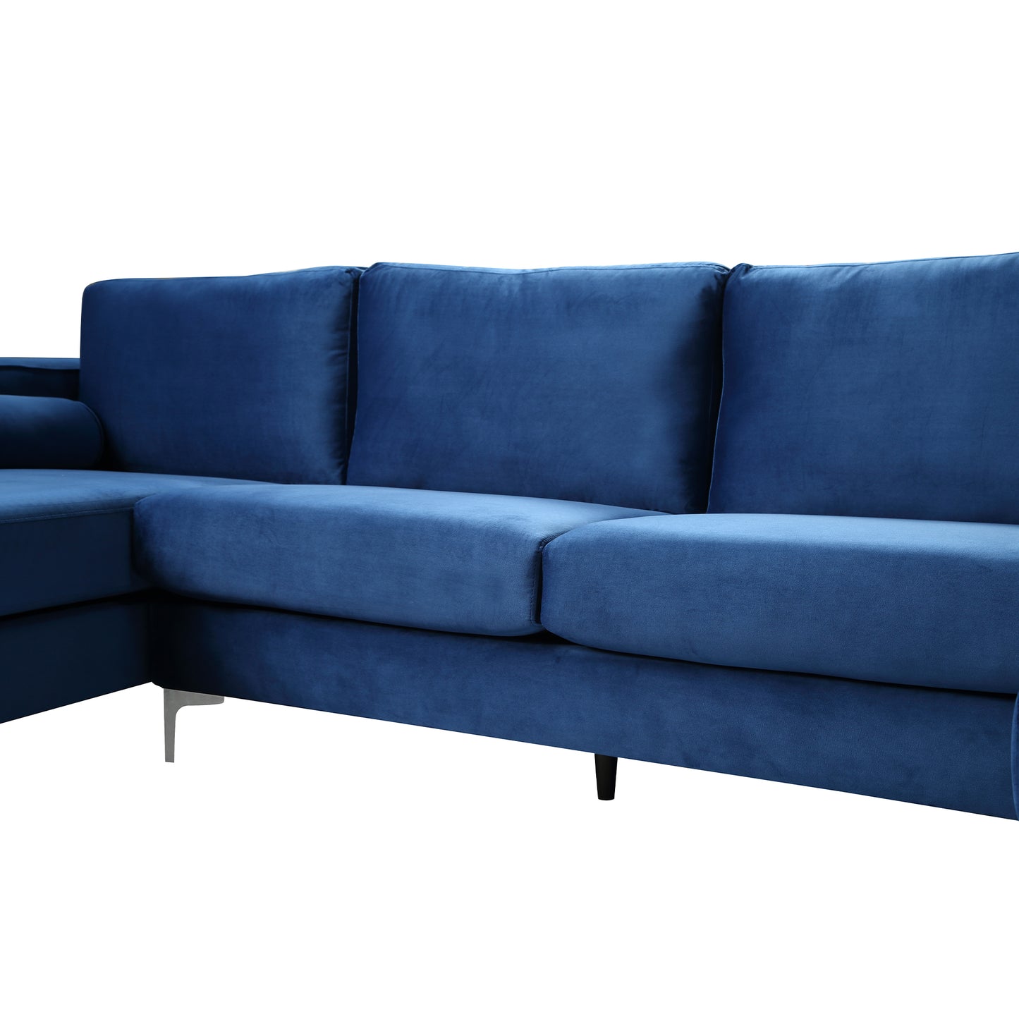 Sectional Sofa with Two Pillows, U-Shape Upholstered Couch with Modern Elegant Velvet for Living Room Apartment