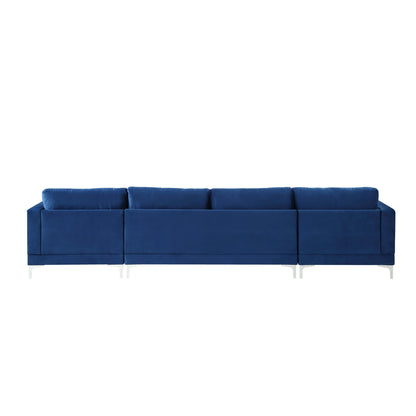 Sectional Sofa with Two Pillows, U-Shape Upholstered Couch with Modern Elegant Velvet for Living Room Apartment