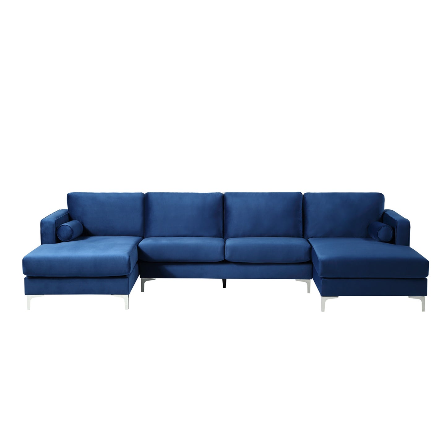 Sectional Sofa with Two Pillows, U-Shape Upholstered Couch with Modern Elegant Velvet for Living Room Apartment