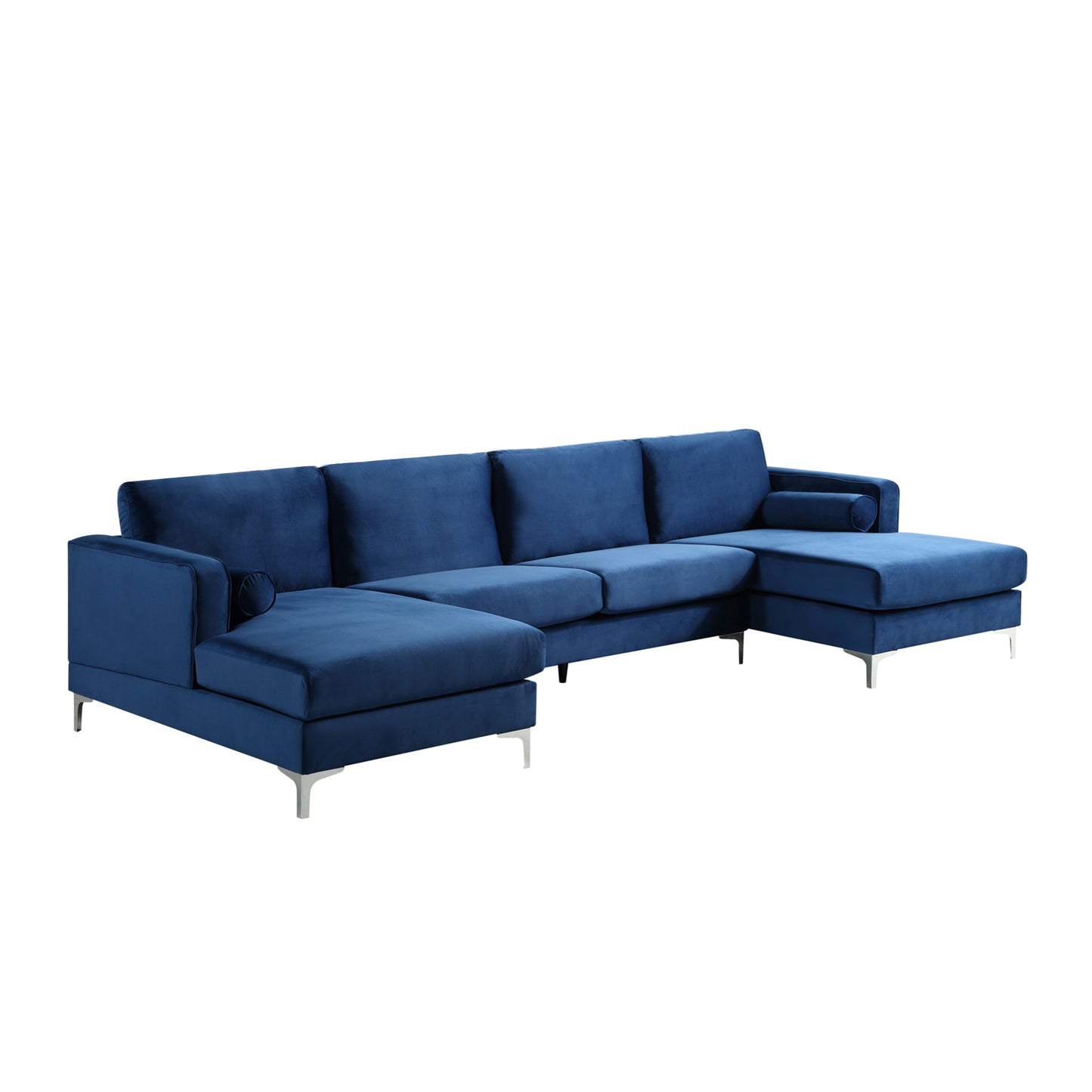 Sectional Sofa with Two Pillows, U-Shape Upholstered Couch with Modern Elegant Velvet for Living Room Apartment