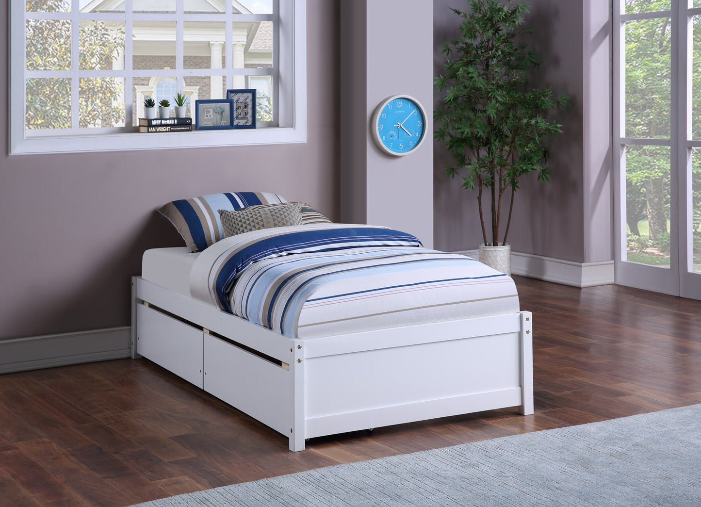 Twin Bed with 2 Storage drawersWhite