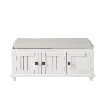 Homes Collection Wood Storage Bench with 2 Cabinets