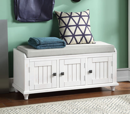 Homes Collection Wood Storage Bench with 2 Cabinets