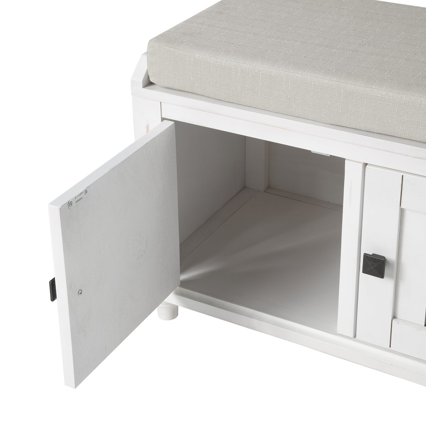 Homes Collection Wood Storage Bench with 2 Cabinets