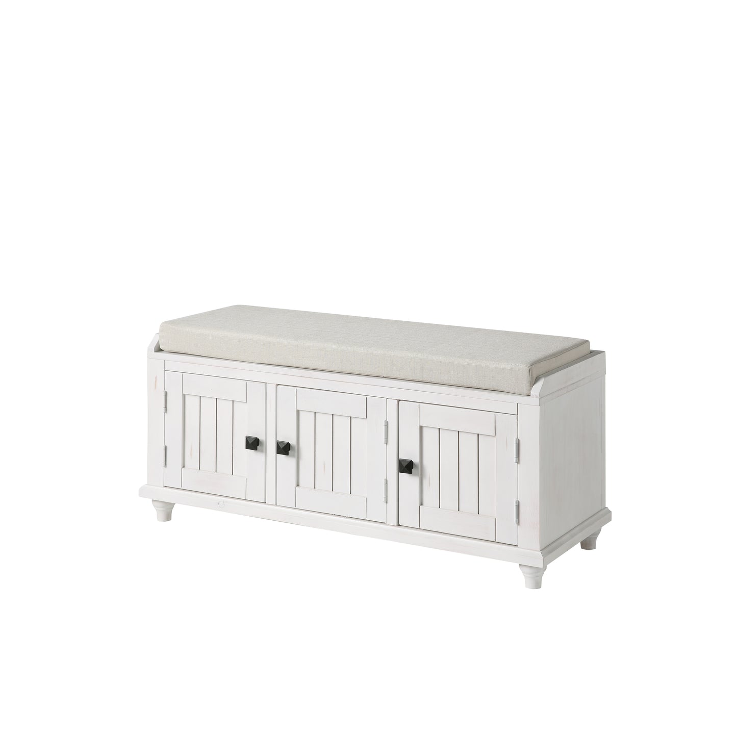 Homes Collection Wood Storage Bench with 2 Cabinets