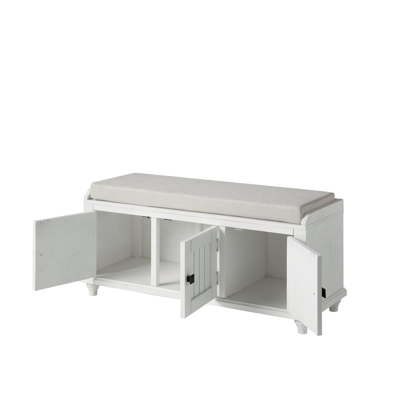 Homes Collection Wood Storage Bench with 2 Cabinets
