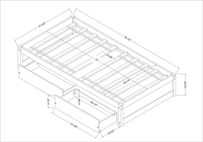 Twin Bed with 2 Storage drawersWhite