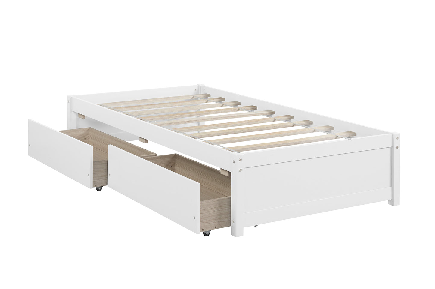 Twin Bed with 2 Storage drawersWhite