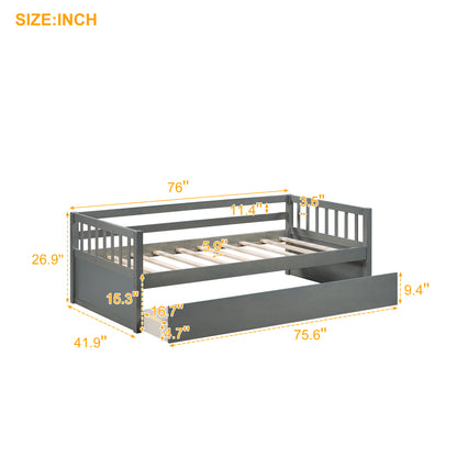 Twin Size Daybed with eparable 2 Drawers , Gray  (New)