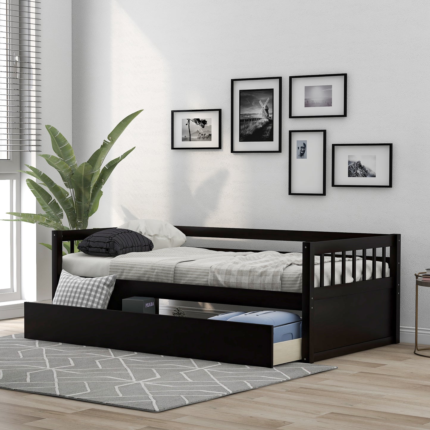 Twin Size Daybed with eparable 2 Drawers , Espresso (New)