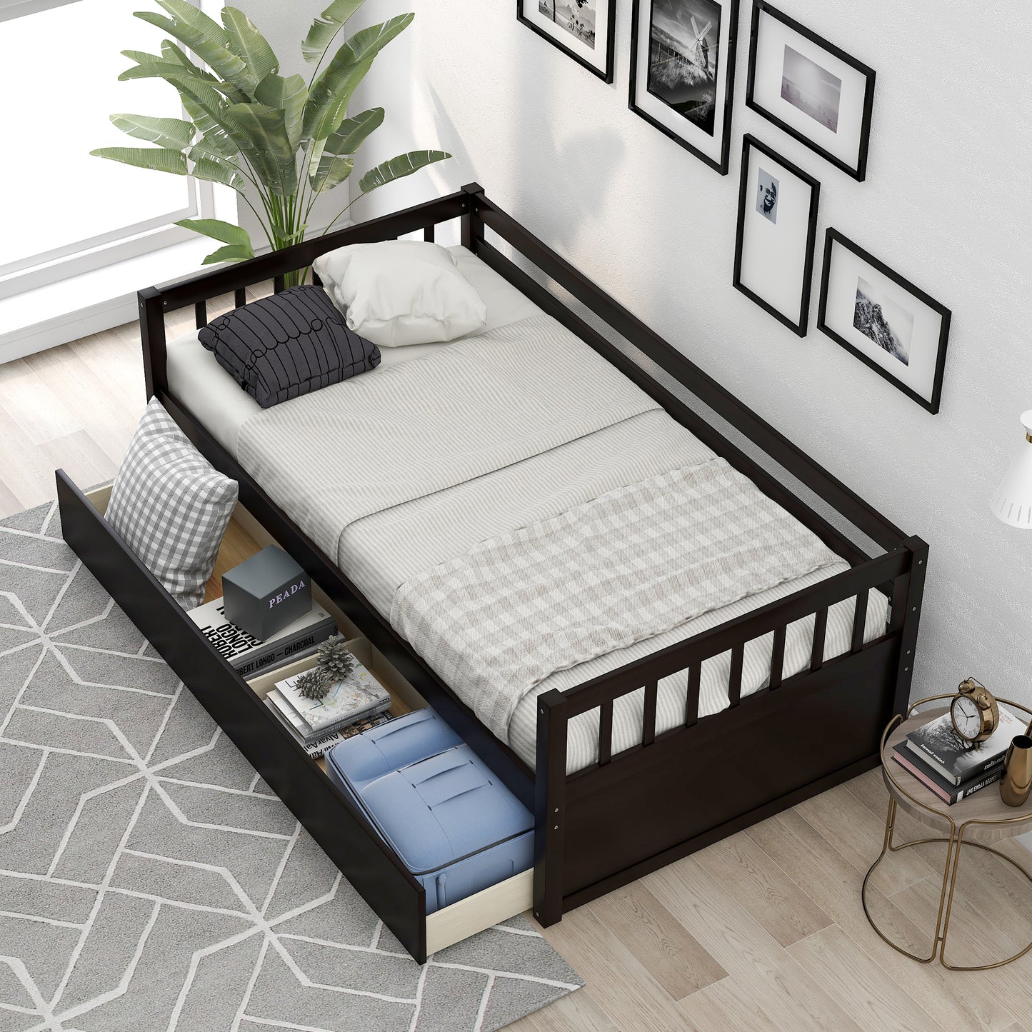 Twin Size Daybed with eparable 2 Drawers , Espresso (New)