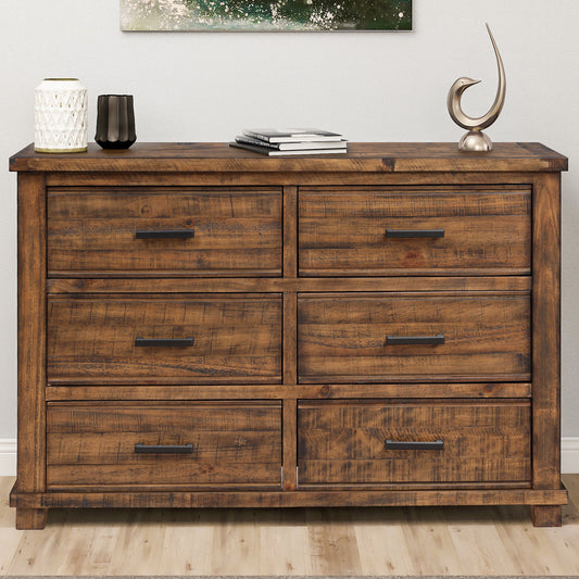 Rustic Reclaimed Solid Wood Framhouse 6 Drawers Wider Dresser