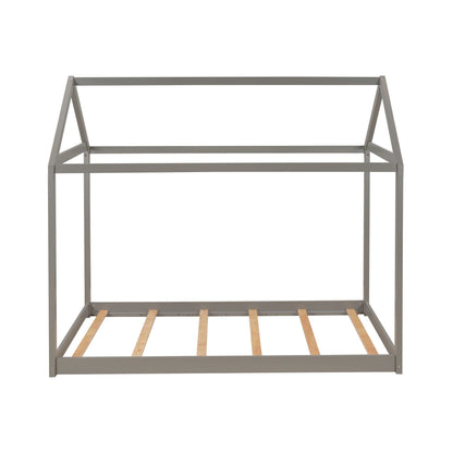 Twin Size Wooden House Bed, Gray(New)