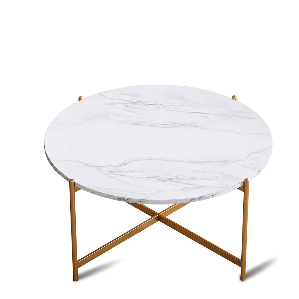 Modern Round coffee table,golden metal frame with marble color  top-36