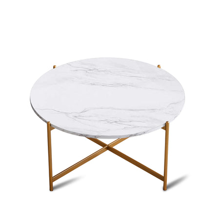 Modern Round coffee table,golden metal frame with marble color  top-36