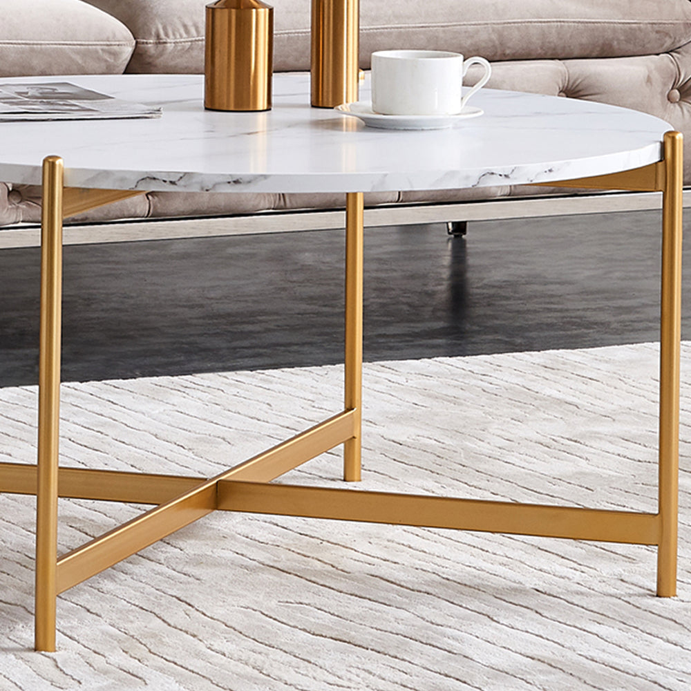 Modern Round coffee table,golden metal frame with marble color  top-36