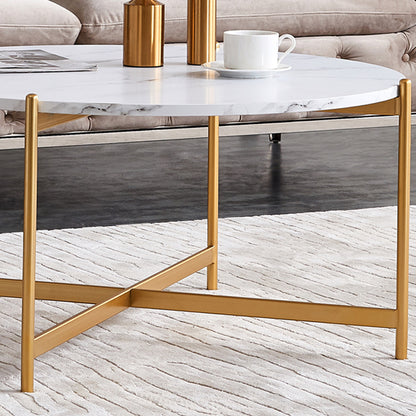Modern Round coffee table,golden metal frame with marble color  top-36