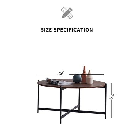 Modern Round coffee table,Black metal frame with walnut top-36&
