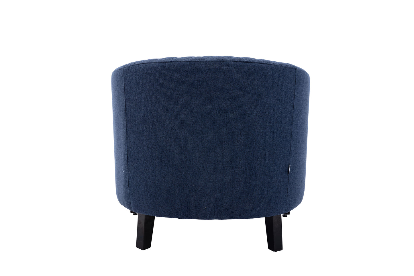 accent Barrel chair living room chair with nailheads and solid wood legs Black Navy  Linen