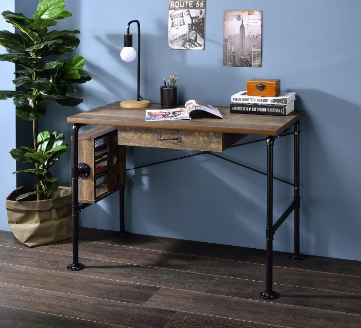 Endang Writing Desk, Weathered Oak & Black Finish 92595