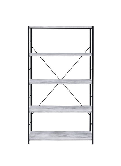 Tesadea Bookshelf, Antique White & Black Finish 92777