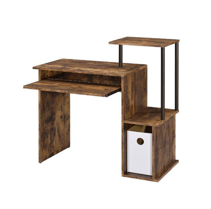 Lyphre Computer Desk, Weathered Oak & Black Finish 92760