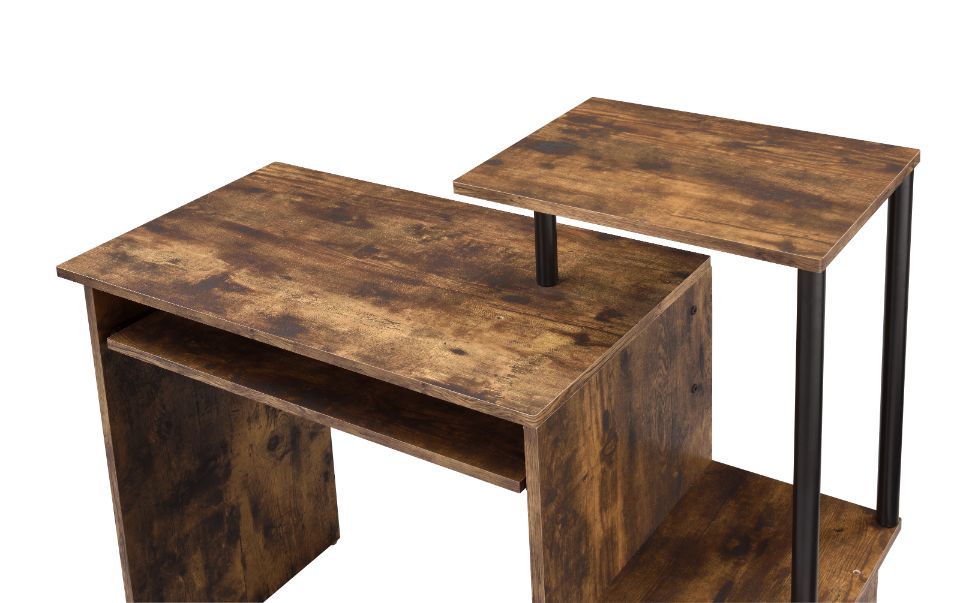 Lyphre Computer Desk, Weathered Oak & Black Finish 92760