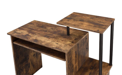 Lyphre Computer Desk, Weathered Oak & Black Finish 92760