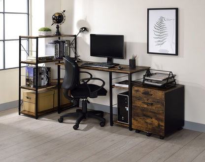 Vadna Writing Desk, Weathered Oak & Black Finish 92765
