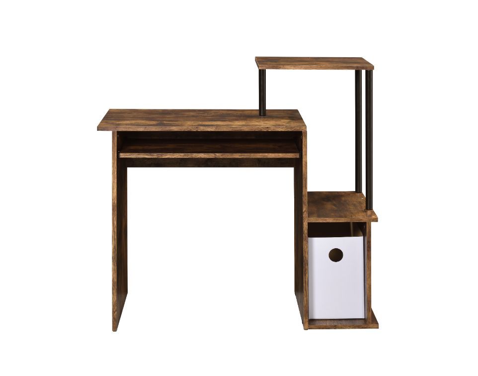 Lyphre Computer Desk, Weathered Oak & Black Finish 92760
