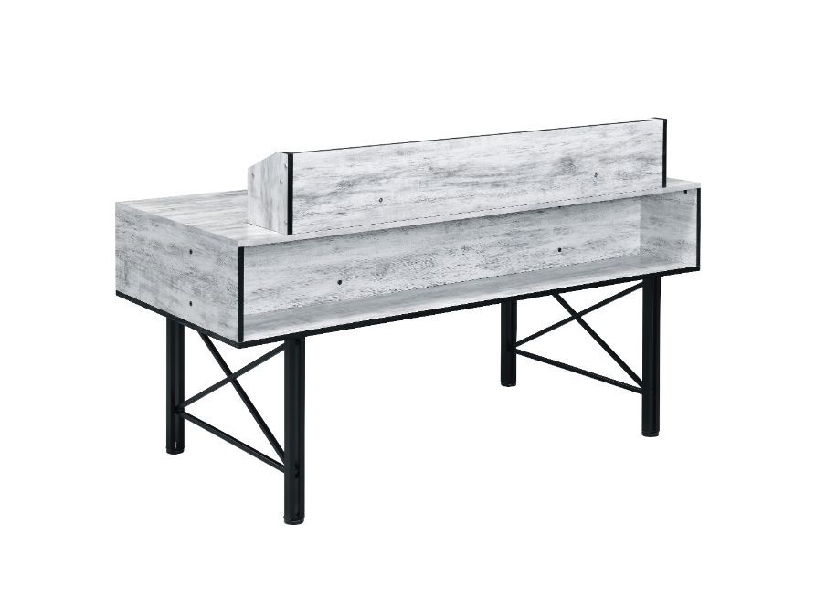 Safea Computer Desk, Antique White & Black Finish 92802