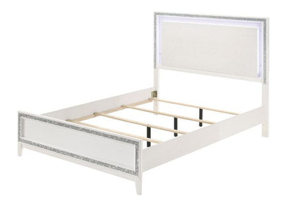 Haiden Queen Bed, LED & White Finish 28450Q