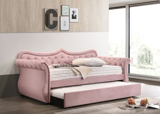 Adk Daybed & Trundle, Pink Velvet 39420