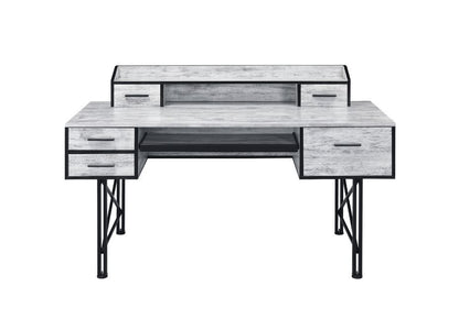 Safea Computer Desk, Antique White & Black Finish 92802