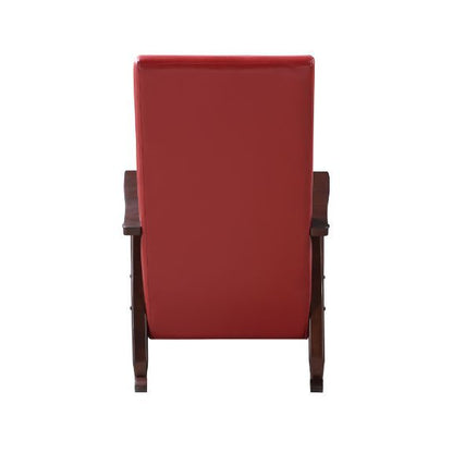 Raina Rocking Chair, Red PU & Espresso Finish 59931