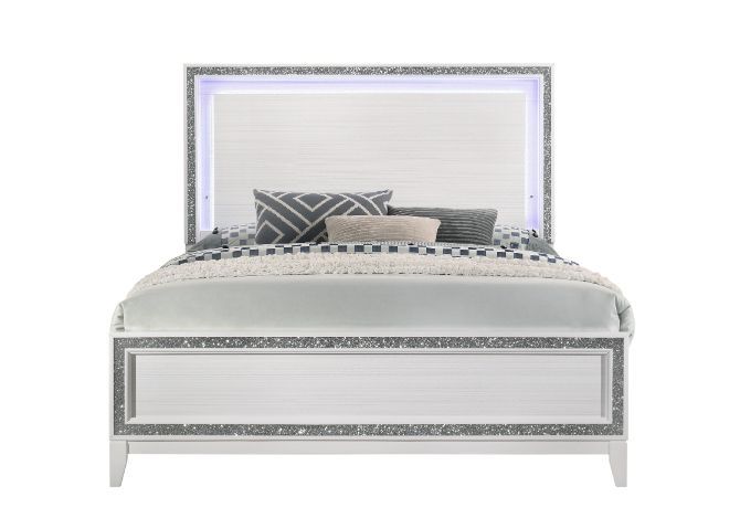 Haiden Queen Bed, LED & White Finish 28450Q