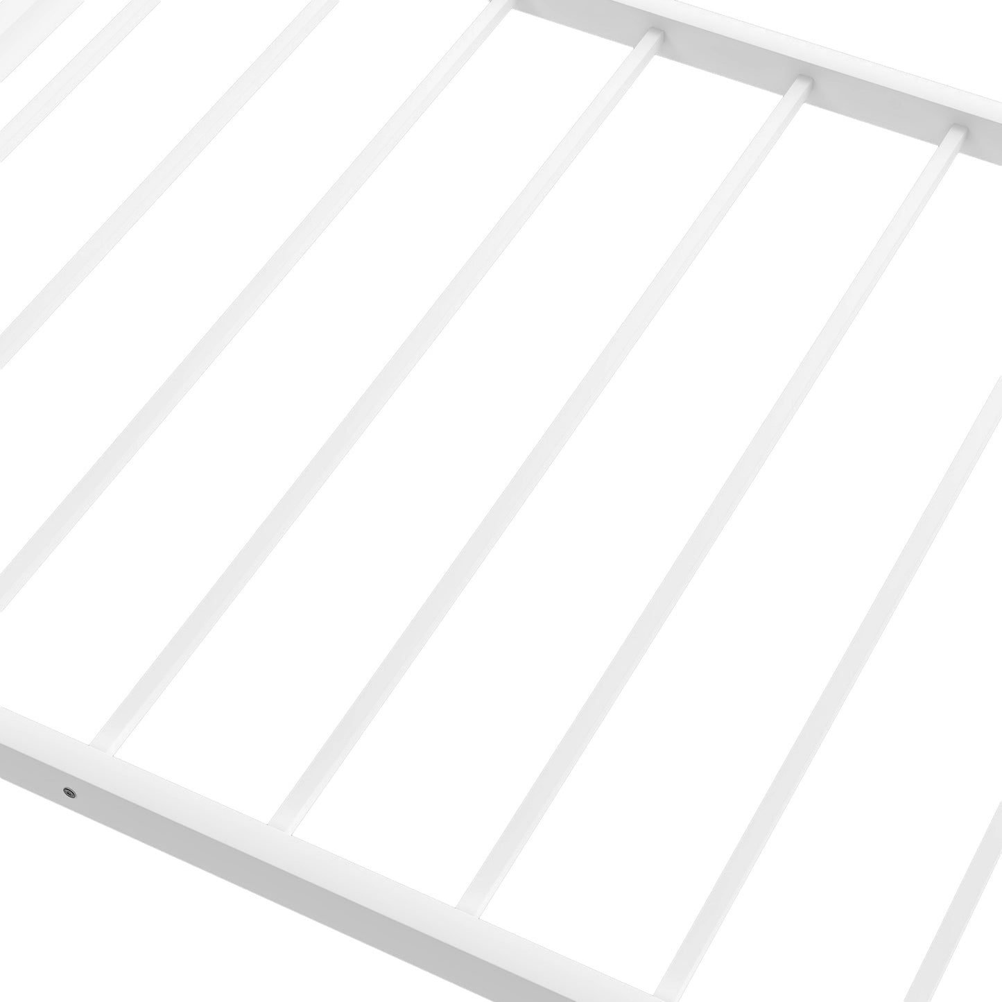 Twin over Twin Metal Bunk Bed, Low Bunk Bed with Ladder, White(New)