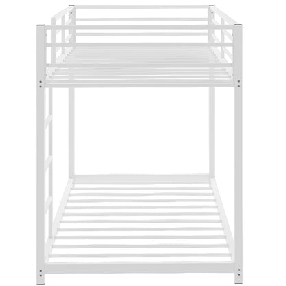 Twin over Twin Metal Bunk Bed, Low Bunk Bed with Ladder, White(New)