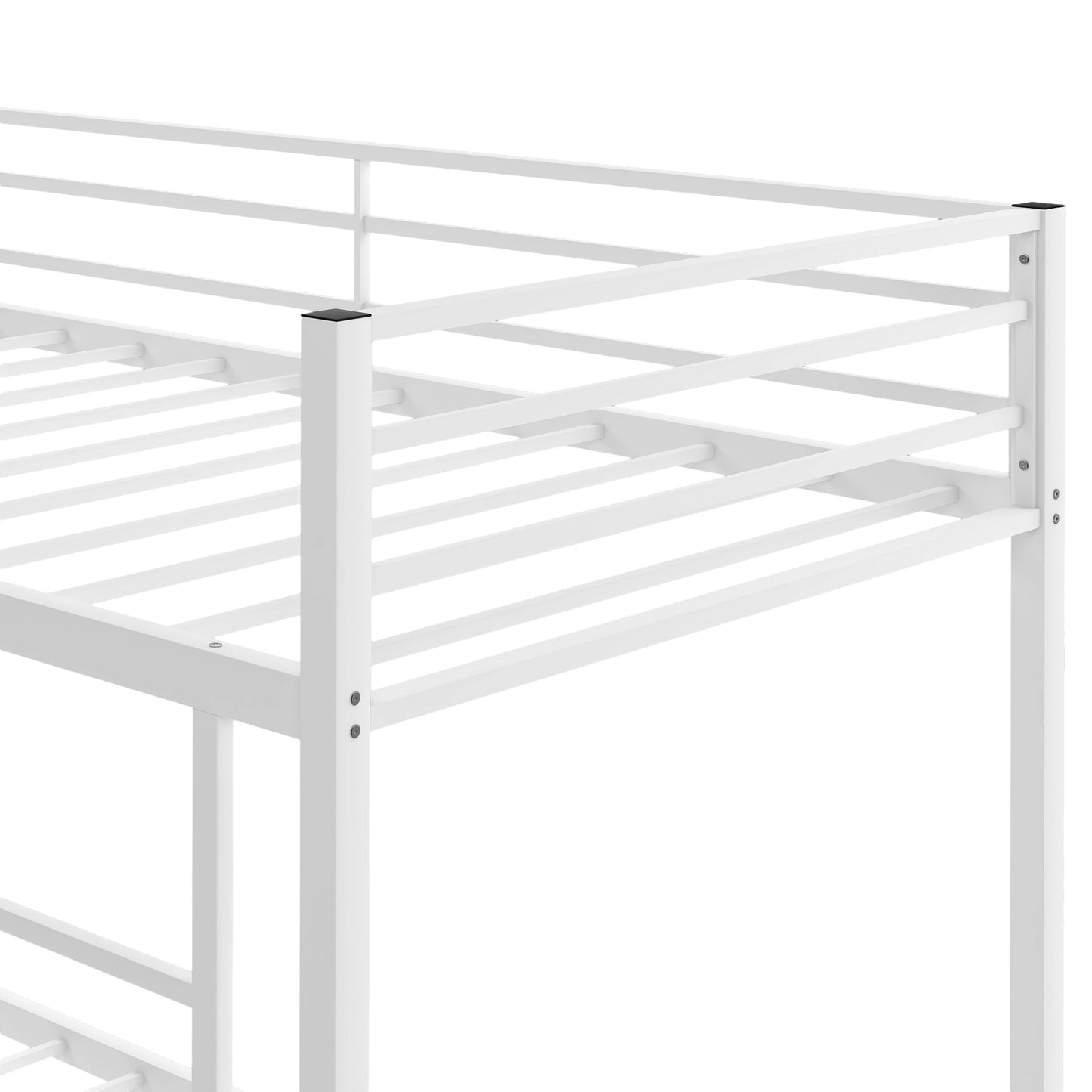 Twin over Twin Metal Bunk Bed, Low Bunk Bed with Ladder, White(New)