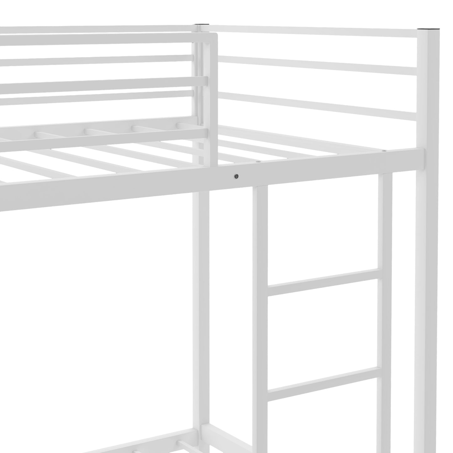 Twin over Twin Metal Bunk Bed, Low Bunk Bed with Ladder, White(New)