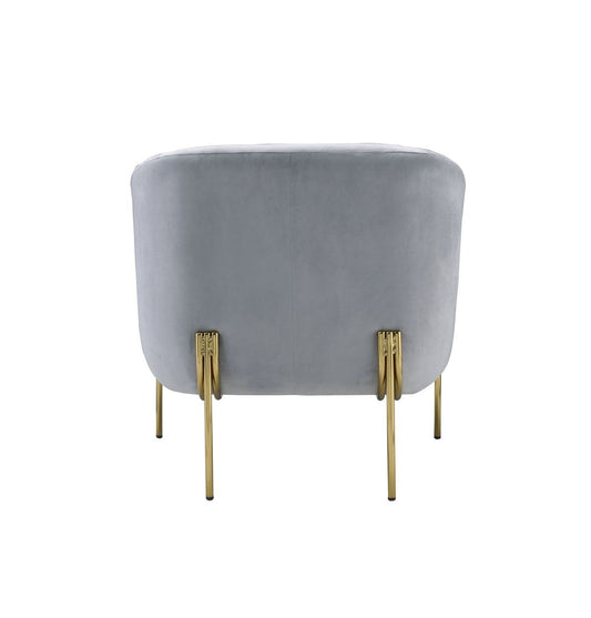 Carlson Accent Chair, Gray Velvet & Gold 59790