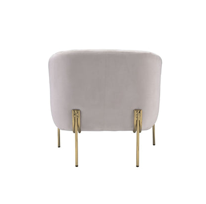 Carlson Accent Chair, Beige Velvet & Chrome 59792