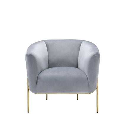 Carlson Accent Chair, Gray Velvet & Gold 59790
