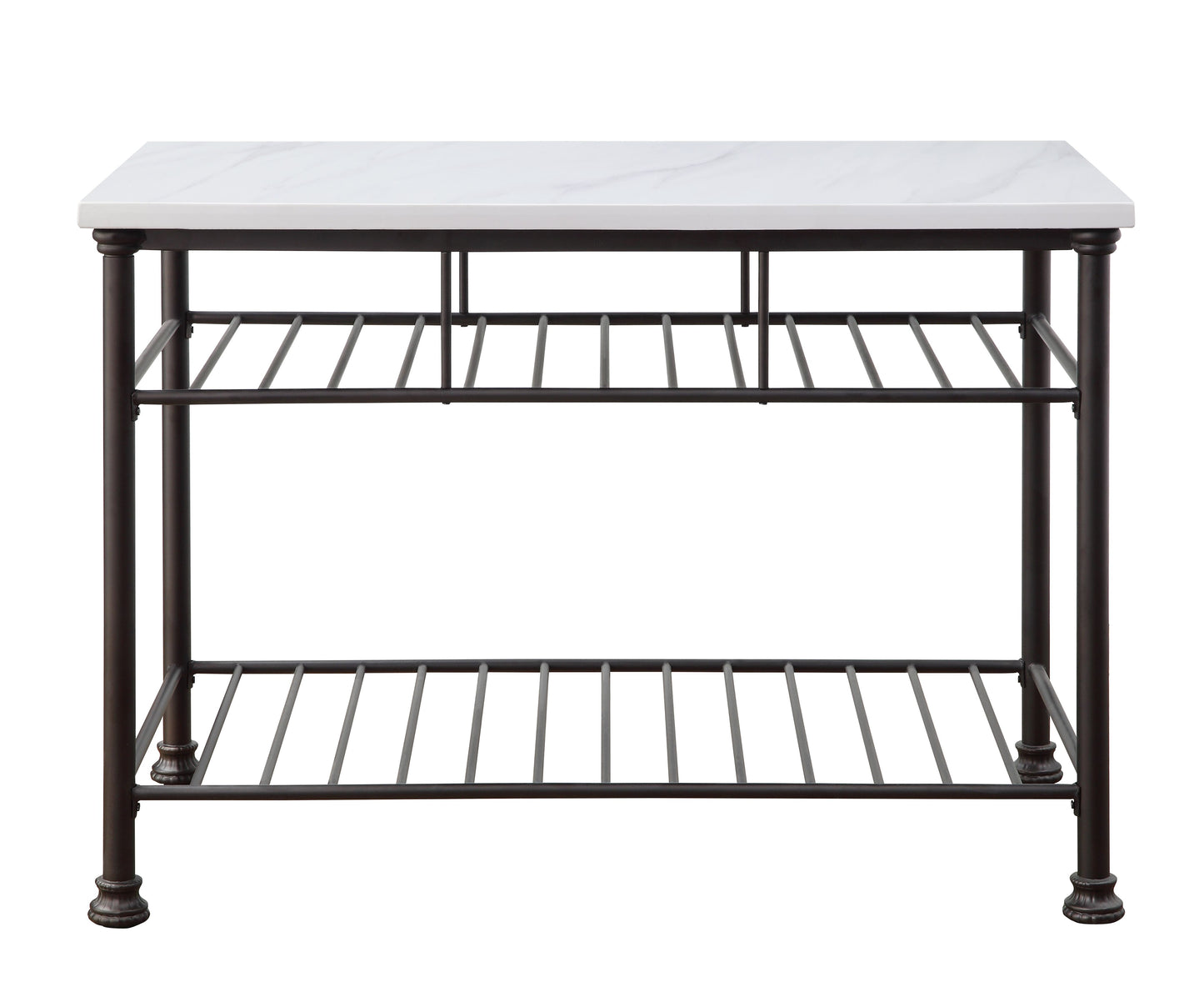 Freyja Kitchen Island, White Cultured Stone & Gray Finish 98941