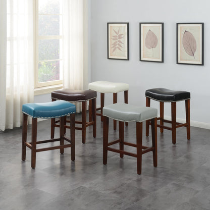 Dark Brown Leather Barstool  2 pcs Set