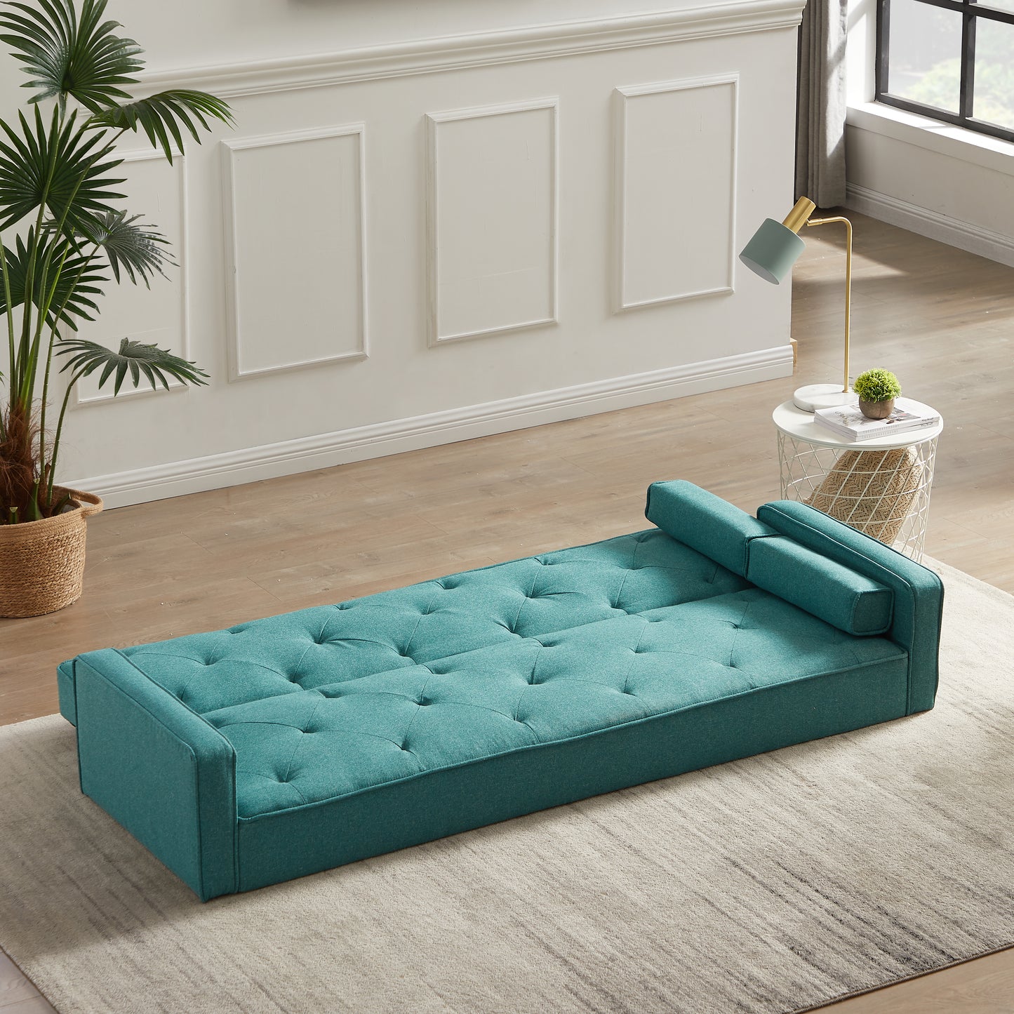 M1905-GN  Green sofa bed with square pillow