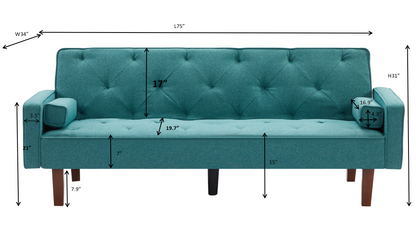M1905-GN  Green sofa bed with square pillow